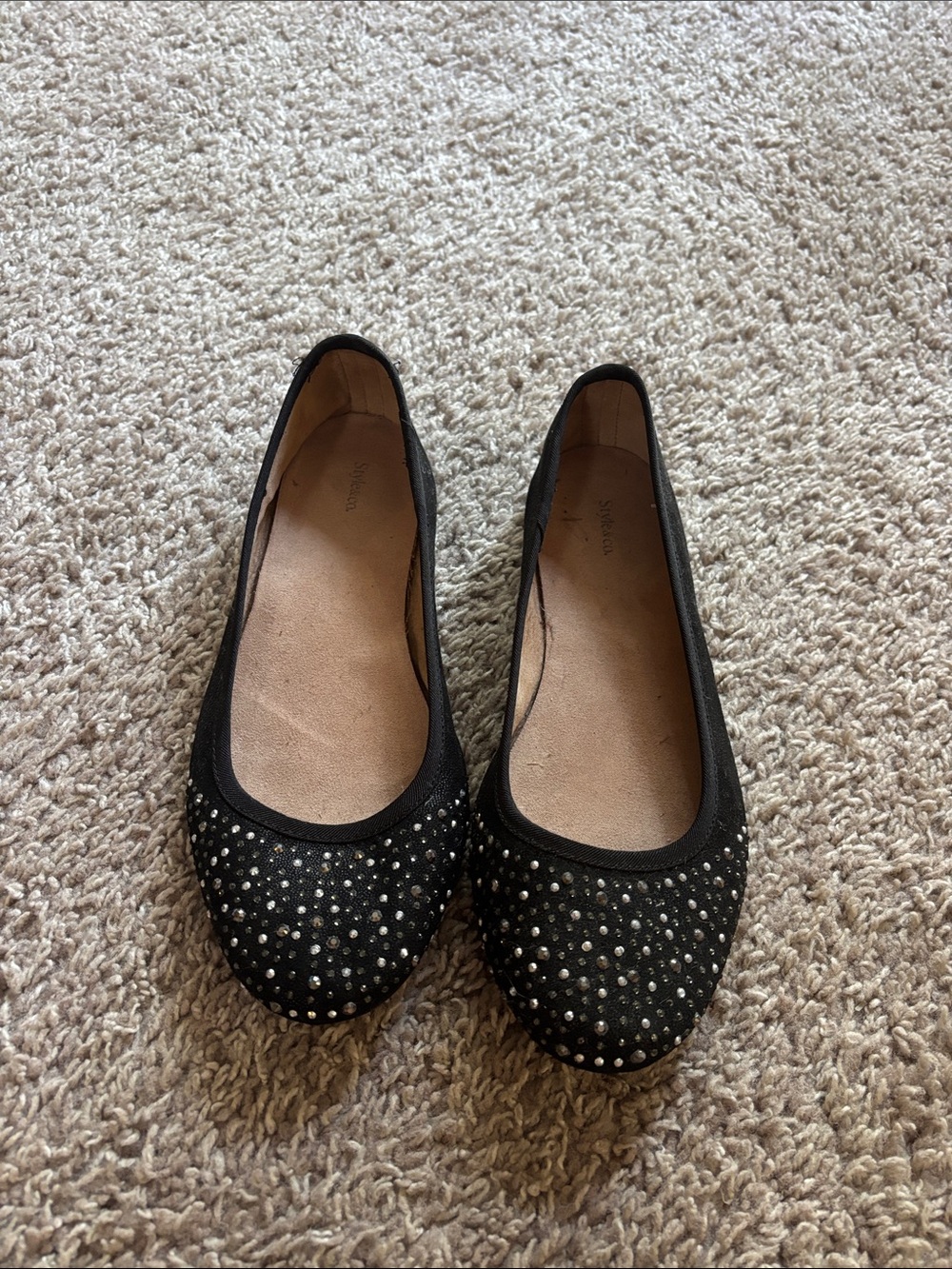Black Studded Women's Ballet Flats